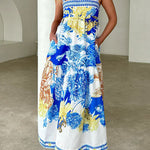 Margovil Pocketed Side Slit Printed Maxi Cami Dress