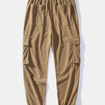 Faith Over Fear Print Relax Fit Washed Distressed T-Shirt & Drawstring Corduroy Cargo Jogger Pants
