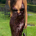 Margovil V Neck Cut Out Sequin Bodycon Maxi Cami Party Dress