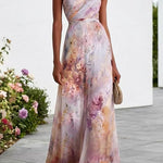 Margovil Sleeveless High Waist Floral Print Maxi Dress