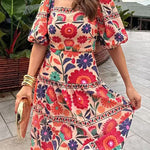 High Rise Floral Print Midi Skirt