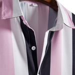 Wide Striped Print Button Up Shirt