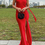 Halter Backless High Slit Maxi Party Dress
