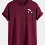 Regular Fit Pocket Bat Ghost Print Cotton T-Shirt