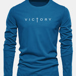 Long Sleeve Victory Slogan Print Cotton T-Shirt