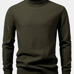 Checkerboard Textured Mock Neck Sweater