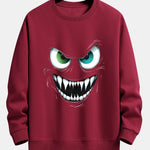 Evil Smiley Face Print Relax Fit Sweatshirt