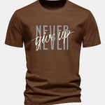 Regular Fit Never Give Up Print Cotton T-Shirt