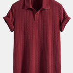 Short Sleeve Jacquard Polo & Straight Leg Ribbed Pants
