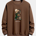 Kung Fu Bear Print Relax Fit Sweatshirt