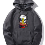Panda Eating Ramen Print Hoodie