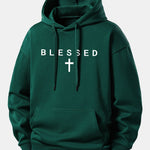 Blessed Cross Print Relax Fit Hoodie