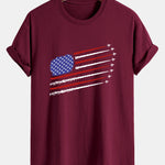 Regular Fit Fighter Jets American Flag Print Cotton T-Shirt