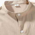Crinkled Texture Stand Collar Shirt