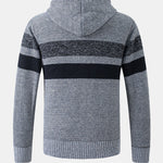 Striped Zip Up Hooded Sweater