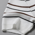 Stripe Waffle Zipper Knit Polo