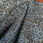 Leopard Print Washed Distressed Denim Baggy Pants