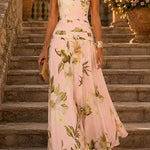 Margovil Boat Neck Sleeveless Floral Print A-line Maxi Dress