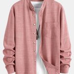 Long Sleeve Stand Collar Shirt & Straight Leg Linen Pants