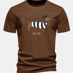 Regular Fit French Dachshund Print Cotton T-Shirt