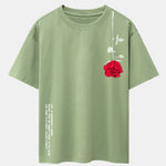Slogan Rose Print Drop Shoulder Oversize T-Shirt