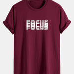 Regular Fit Focus Slogan Print Cotton T-Shirt