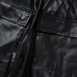 PU Leather Cargo Wide-Leg Pants