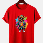 Splash Colorful Bear Print T-Shirt