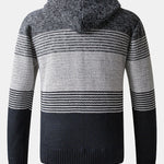 Zip Up Striped Hooded Sweater