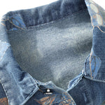Relax Fit Flower Print Washed Denim Jacket