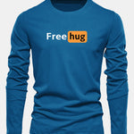 Long Sleeve Free Hug Print Cotton T-Shirt