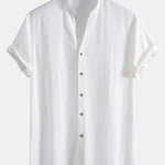 V Neck Linen Rayon Blend Shirt & Straight Leg Linen Pants