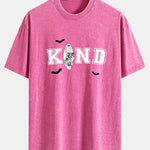 Halloween Kind Ghost Print Washed Distressed Drop Shoulder T-Shirt