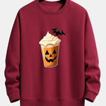 Halloween Pumpkin Drink Print Relax Fit Sweatshirt
