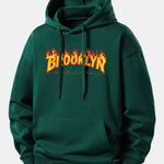 Flame Brooklyn Print Relax Fit Hoodie