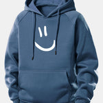 Smiley Face Print Drawstring Hoodie