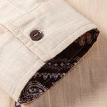 Contrast Paisley Print Linen Look Shirt