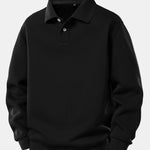 Solid Polo Collar Sweatshirt