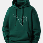 Line Dog Print Relax Fit Hoodie