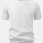 Ribbed Crew Neck Sweater Knitted T-Shirt
