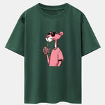 Pink Panther Print Drop Shoulder Oversize T-Shirt