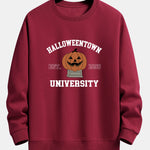 Halloween Pumpkin Town Print Relax Fit Sweatshirt