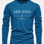 Long Sleeve Milano Print Cotton T-Shirt