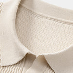 Wave Jacquard Knit V Neck Polo Shirt