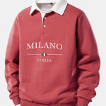 Milano Print Contrast Polo Collar Sweatshirt