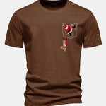 Regular Fit Pocket Santa Print Cotton T-Shirt