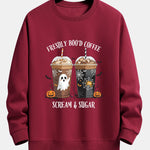 Halloween Coffee Print Relax Fit Sweatshirt