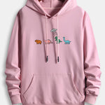 Cartoon Dinosaur Print Cotton Hoodie