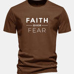 Regular Fit Faith Over Fear Print Cotton T-Shirt