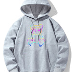 Gradient Dissolving Bear Print Drop Shoulder Relaxed Hoodie